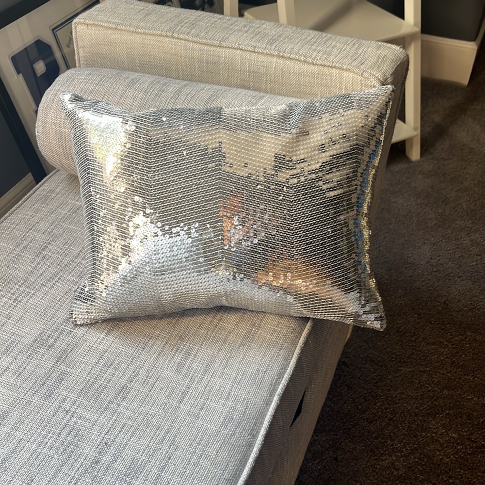 Sequin silver throw pillow